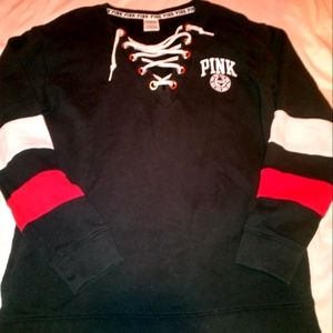 PINK LACE UP SWEATER SIZE SMALL